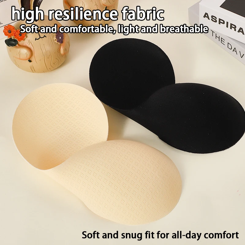 One-Piece Latex-Feel Ultra-Thin Breast Pads, Anti-Bump, Ultra-Thin Breathable Inserts, Sports Bra, Yoga Wear, Swimsuit Pads