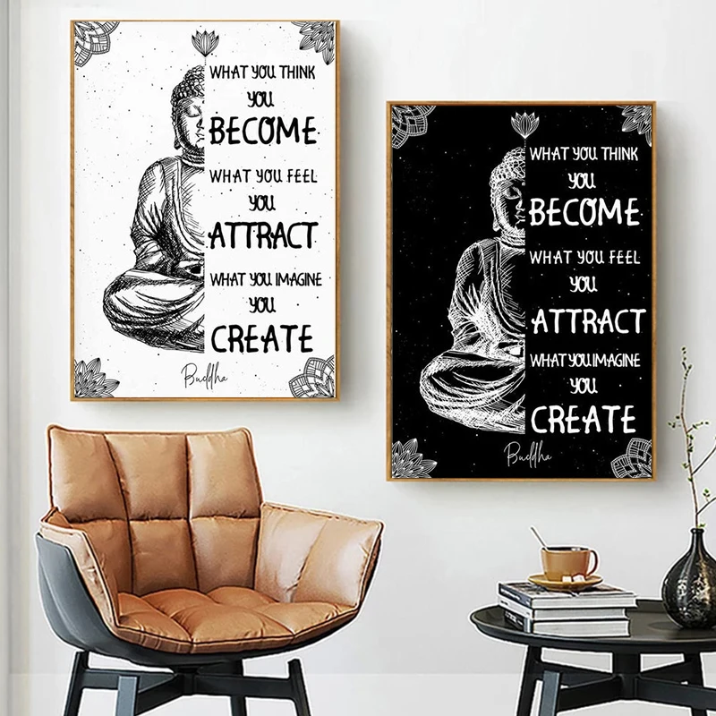 Zen Buddha Posters And Prints Religious Spiritual Inspirational Quote Canvas Painting Wall Art Meditation Pictures Home Decor