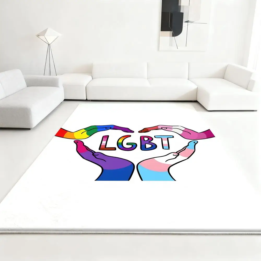 

Floor Mat Soft Thickened Absorbent Non-Slip Bedroom Living Room Door Mat Home Decor Flannel Rugs LGBTs Rainbow Love asexuality