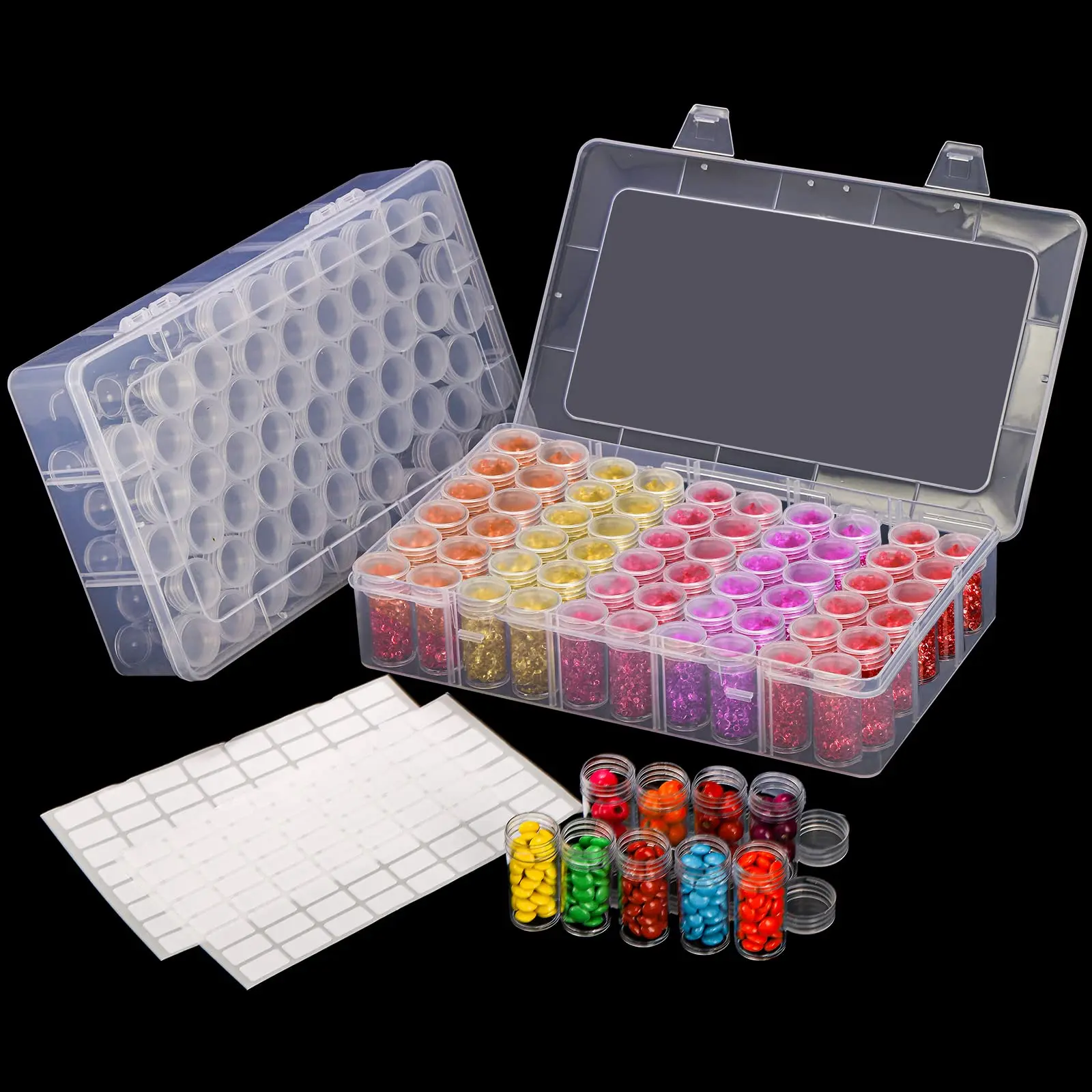 1pc 24/30//38/60 Slots Plastic Storage Box, DIY Diamond Painting Tool Beads Charms Jewelry Accessories Organizer Box