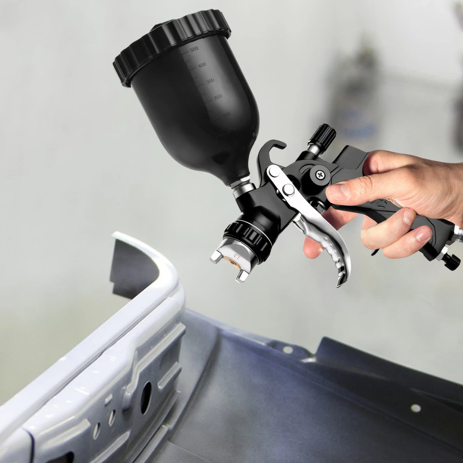 Pistola a spruzzo per aerografo per auto con adattatore Spruzzatore pneumatico ad alta atomizzazione per verniciatura di superfici metalliche per mobili per auto