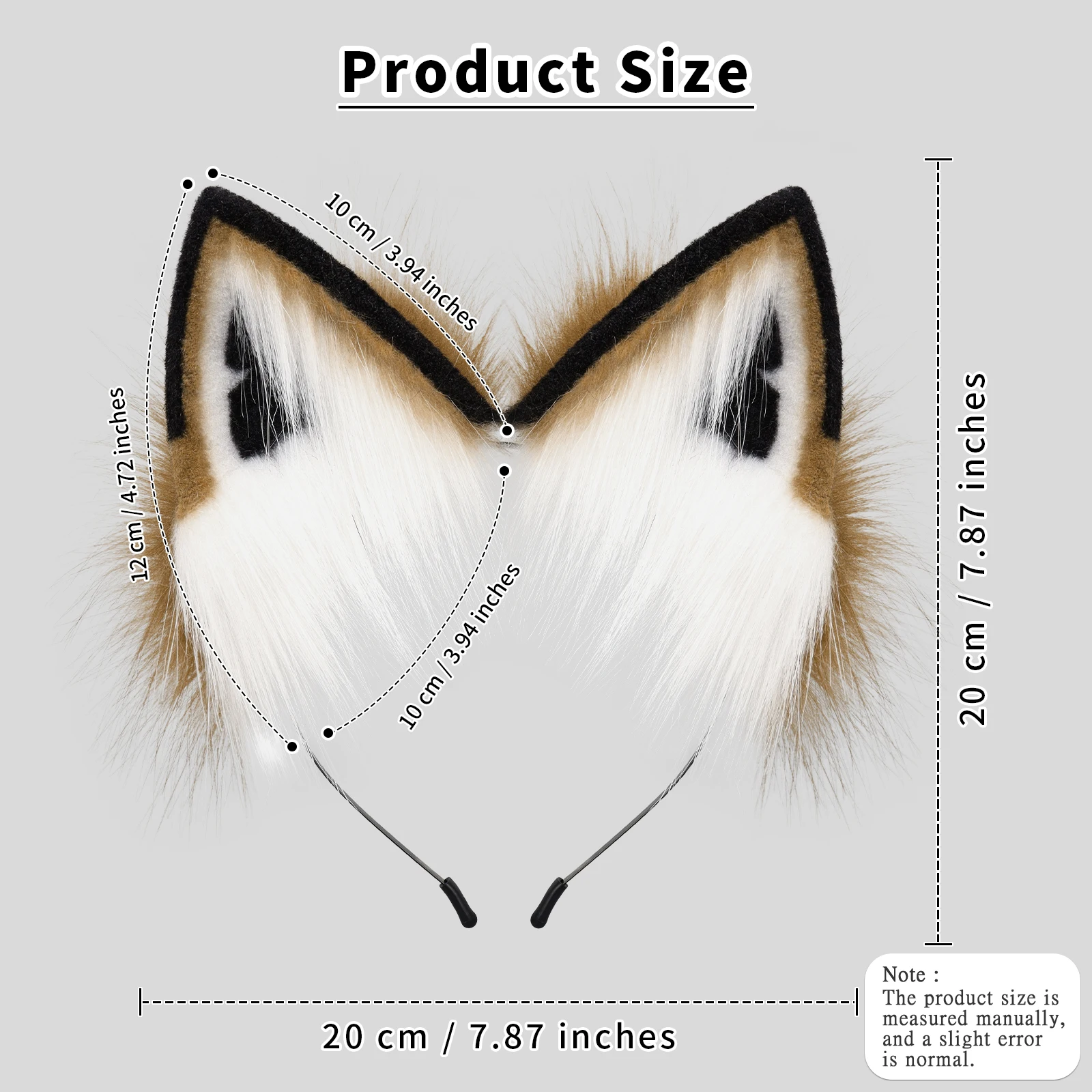 Handmade Faux Fur Fox Wolf Ears Headband Cosplay Party Costume Props