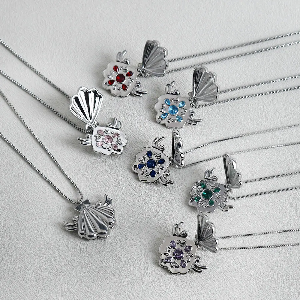 Anime The Legend Of Mermaid Theme Necklace Unisex Openable Seashell Pendant Jewelry Accessories for Men Women Chain Fans Gifts