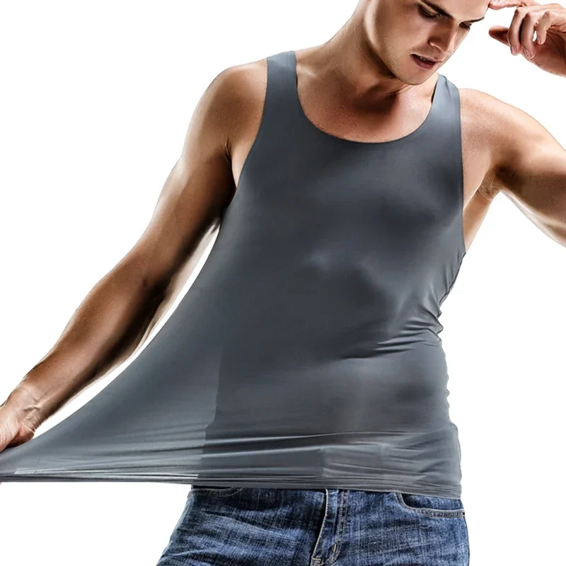 Waistcoat men ice silk seamless wear undershirt men sleeveless underwear pure white sports hurdles summer thin base shirt
