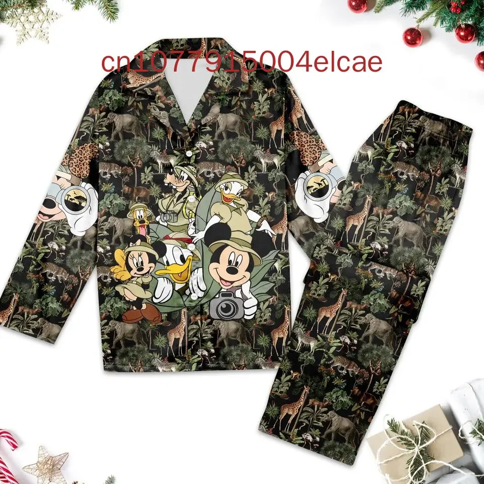 

New Disney Mickey Mouse Pajama Set 3D Printed Casual Men's and Women's Long Sleeved Shirt Pajama Set