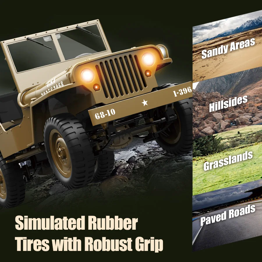 JJRC C8815 1941 Jeep Willis 2.4g Czterokołowy Metalowy RTR Gąsienicowy Wspinaczkowy Wojskowy Ciężarówka Terenowy Przyczepa Zabawka Prezent dla Dorosłych