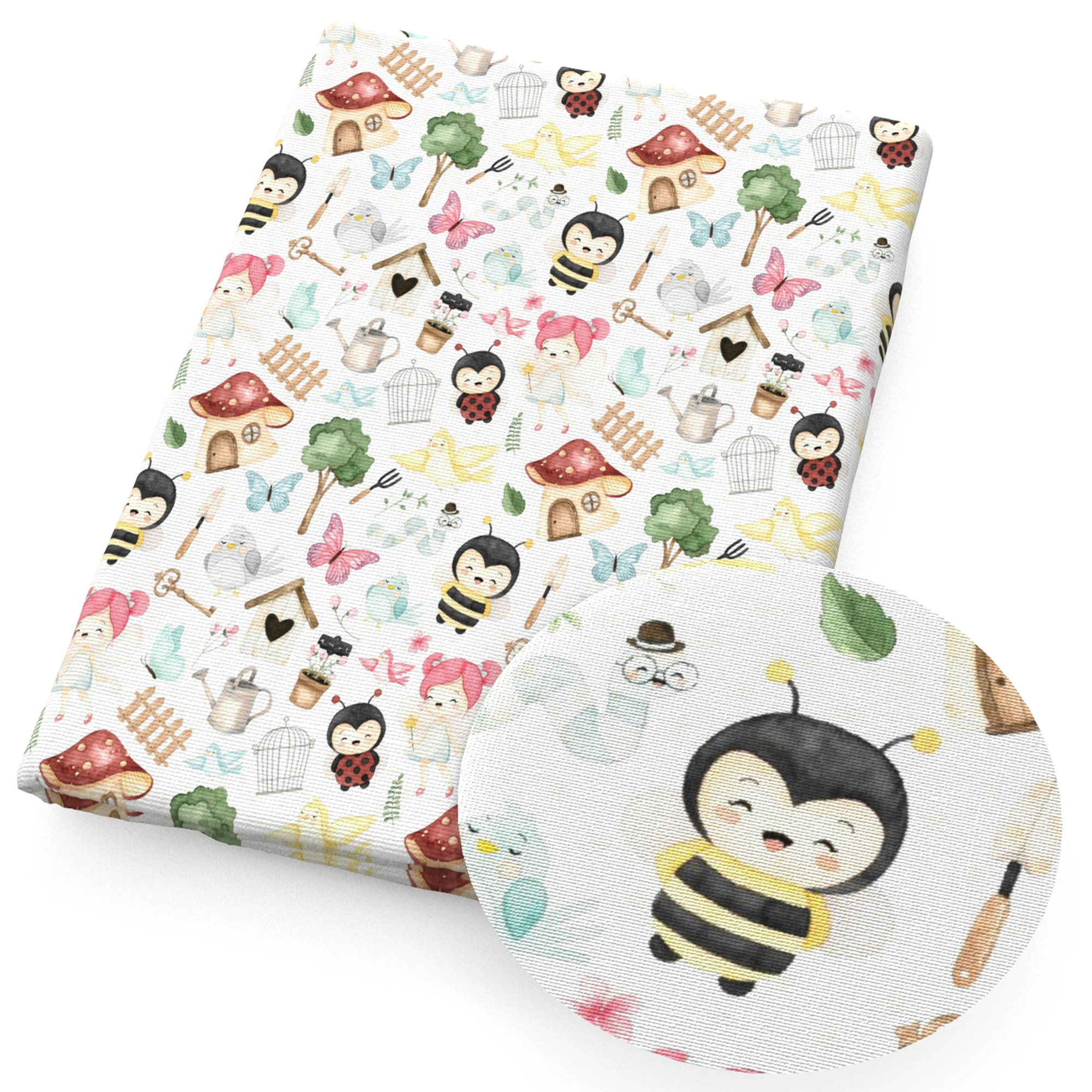 50*145cm Patchwork Spring Animals Bee Polyester Cotton Fabric for Tissue Sewing Quilting Fabrics Needlework DIY Handmade