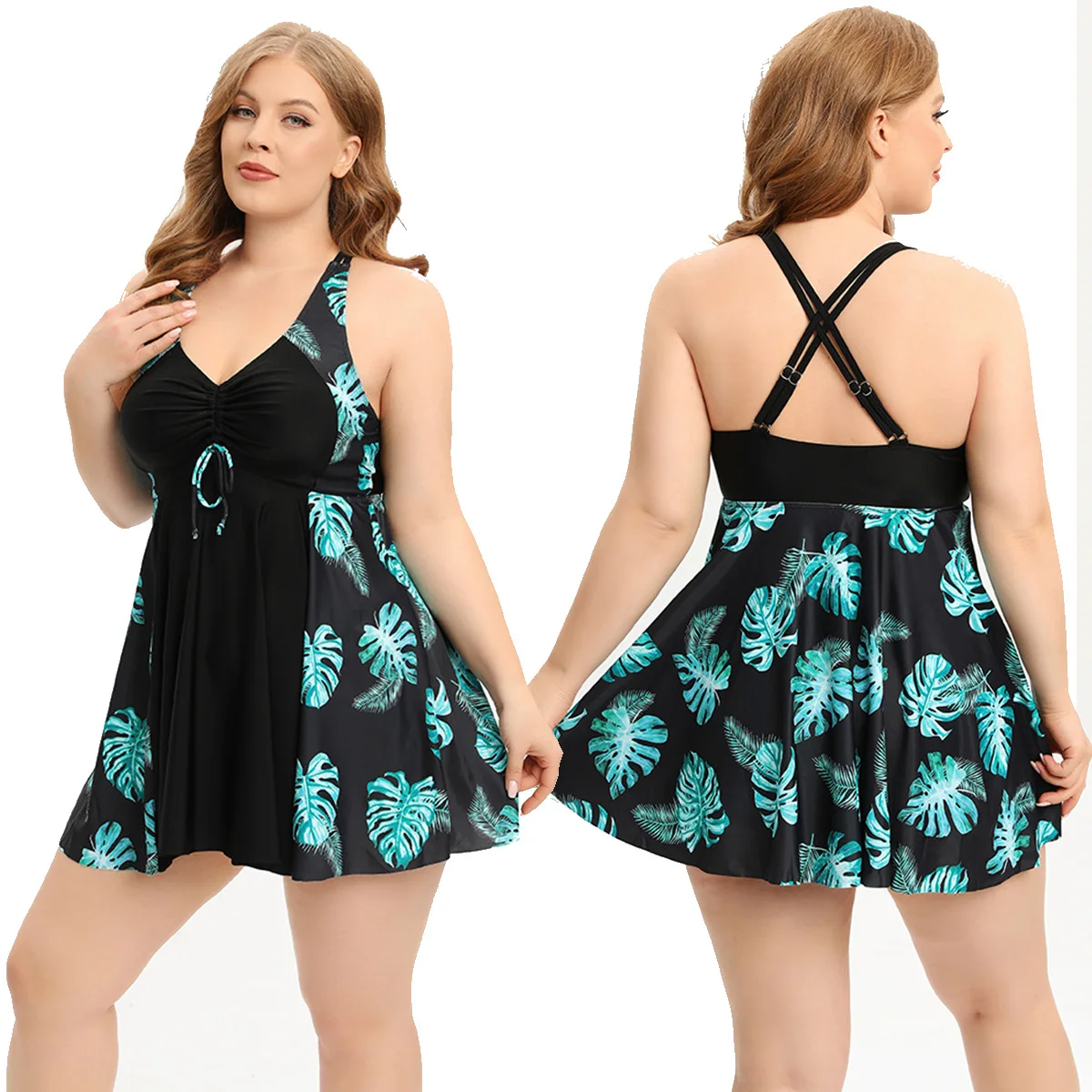 Europe and America Large Size Swimsuit Female Conservative Split Swimsuit 5XL