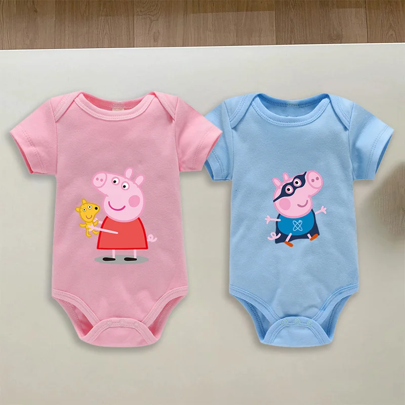 

Peppa Pigs Baby Clothes Romper Boys Girl Newborn Cotton Bodysuit Toddler Infant Funny Cute Short Sleeve Clothing Kawaii Jumpsuit