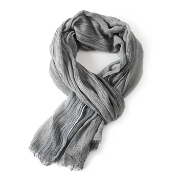 Cotton Linen Striped Men Scarves Autumn Winter Warm Neckerchief Pashmina Male Accessories Short Tassel Bufanda Shawl