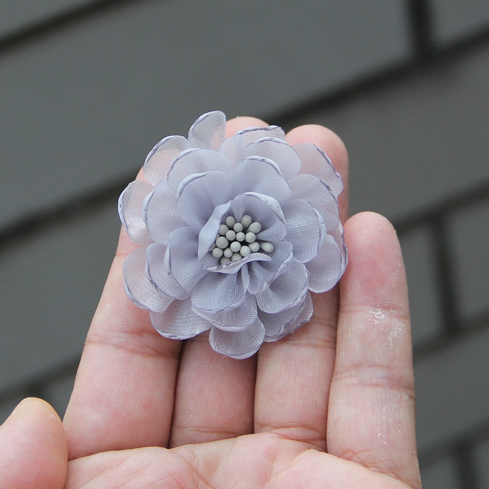 5cm Artificial Flower Handmade Chiffon Fabric Patch Applique for Hair Clips Clothing Hats Bags DIY Decorative Accessories view 4