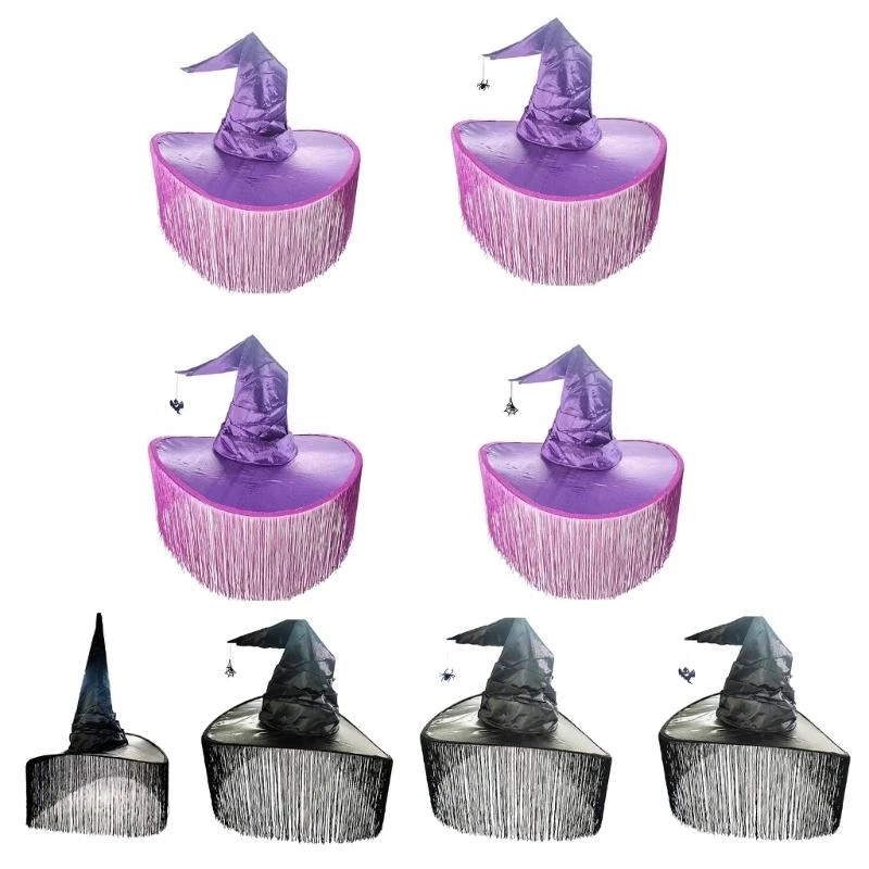 Q39C Halloween Witches Hat Tassel Fringes Women Costume Girl Dress Up Accessories