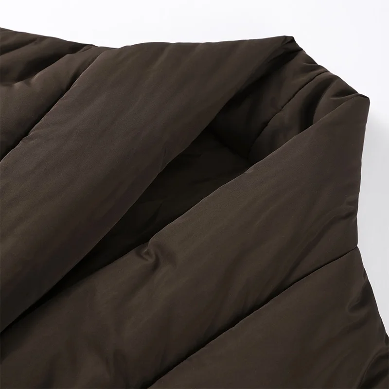 Damen Gefütterte Jacken V-Ausschnitt Langarm Schnürung Übergroße Mäntel Herbst Winter Damen Mantel mit Taschen Einfarbig Locker Geschnitten Schicke Neue Oberbekleidung – Detail 6