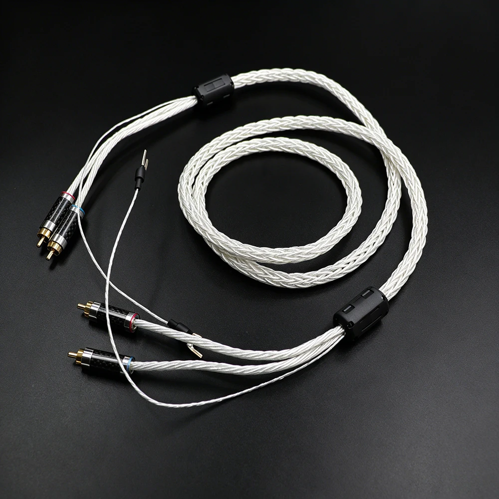 LP singing arm signal line, turntable fever, black glue singing playback, silver plated singing arm line, including ground wire