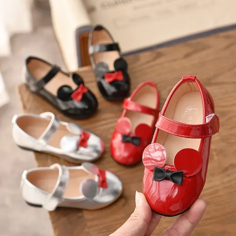 Baby Girl Shoes Soft PU Patent Leather Flats For Girls Kids Little Children Casual Flats Size 21-30 Shoes Cute Sweet Princess