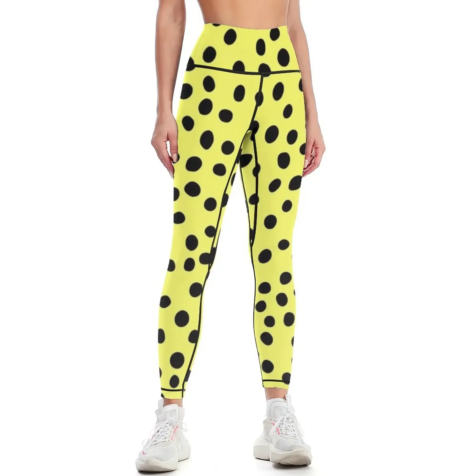 Lemon Black Dots Pattern Leggings Fitness's gym clothes fitness set gym Women's high waist Women sportwear Womens Leggings