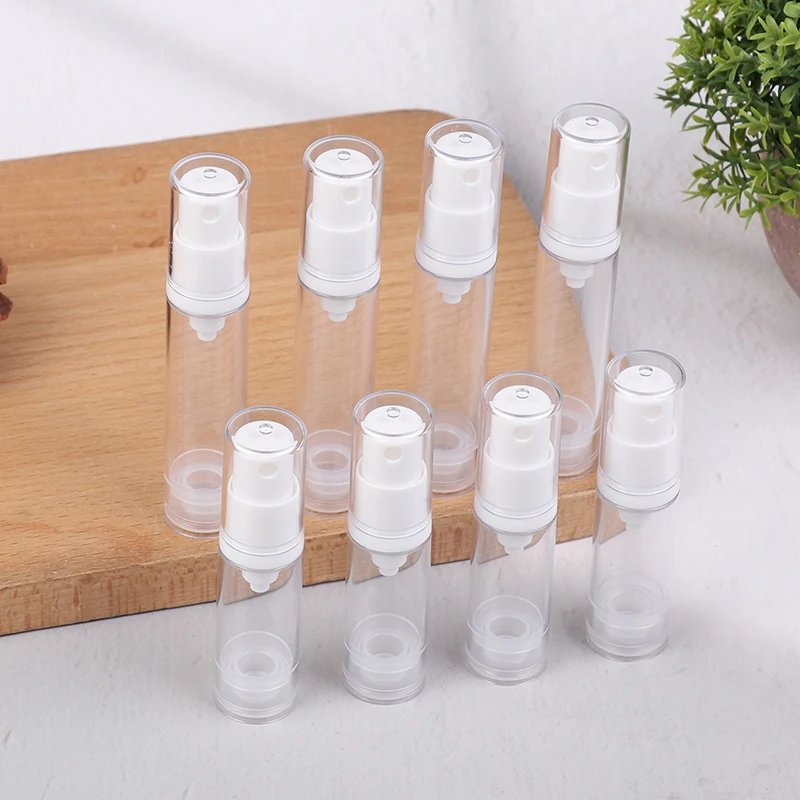 4Pcs 5/10ML Clear Empty Refillable Airless Vacuum Pump Cream Lotion And Spray Portable Travel Cosmetic Bottle Set Sample Packing