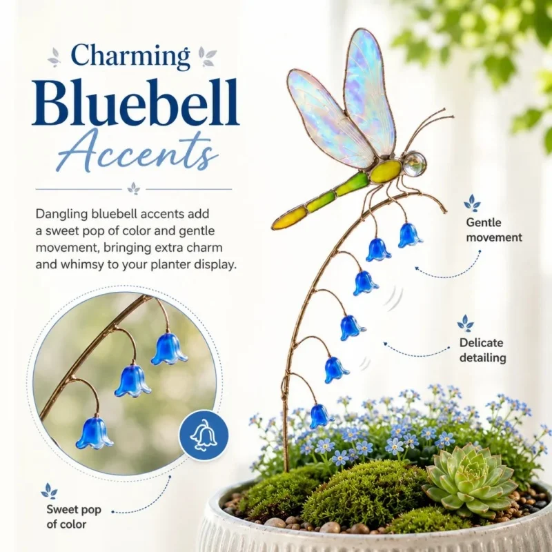 New Creative Handicraft Yard Lawn Ornament Simulation Butterfly Thin Stick Artificial Dragonfly With Stem Home Room Decor