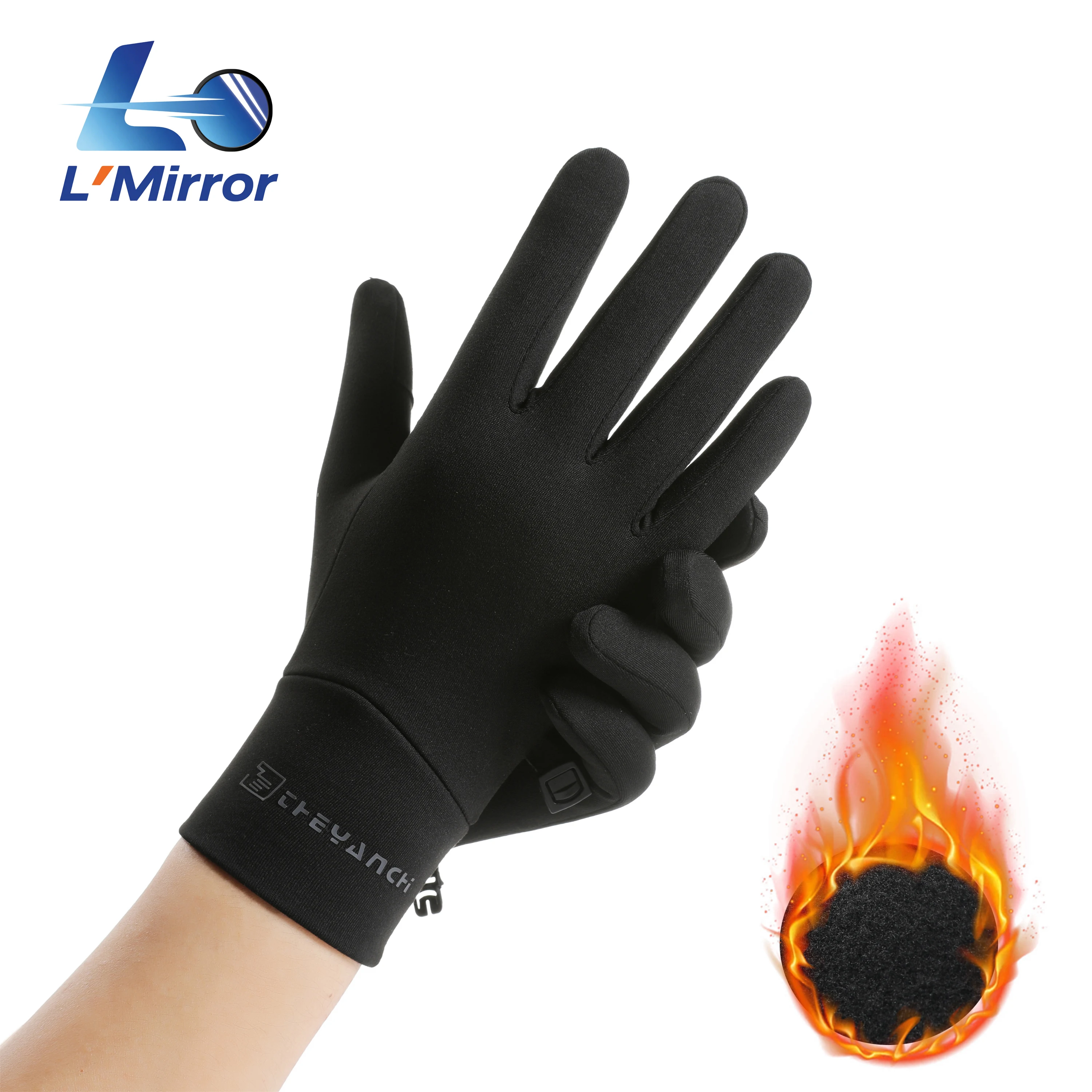L ● Spiegelnde Thermo-Fahrradhandschuhe für Männer und Frauen, Touchscreen-Winterhandschuhe zum Laufen und Wandern, Weiche Warme Sport-Unterhandschuhe