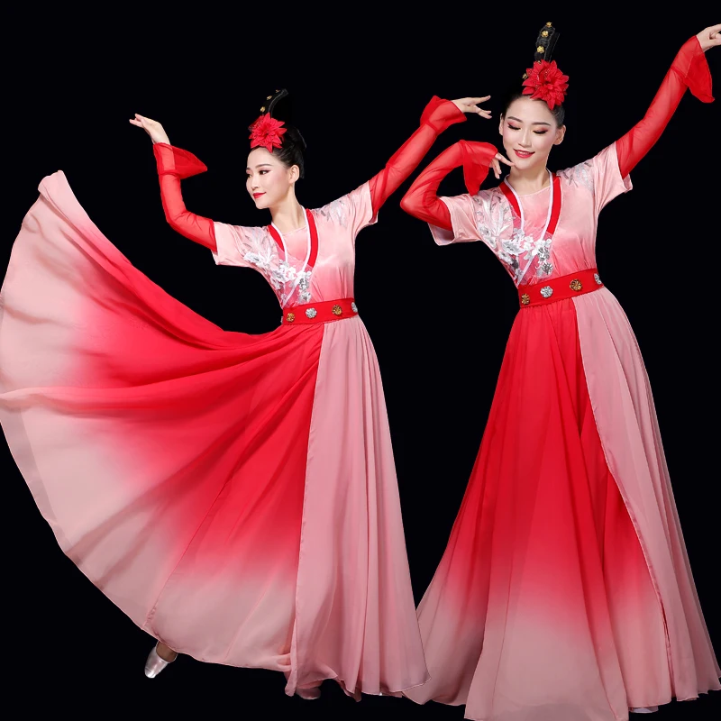 Costumi di danza classica vento cinese rosso e profumato Ningxiang la stessa sezione delle prestazioni del test delle arti elegante ondeggiante a