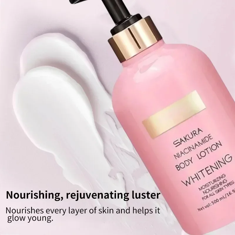 Nourishing Body Cream Cherry Blossom Niacinamide Lotion 500g for Smooth Hydrated Skin Non-Greasy Moisturizing