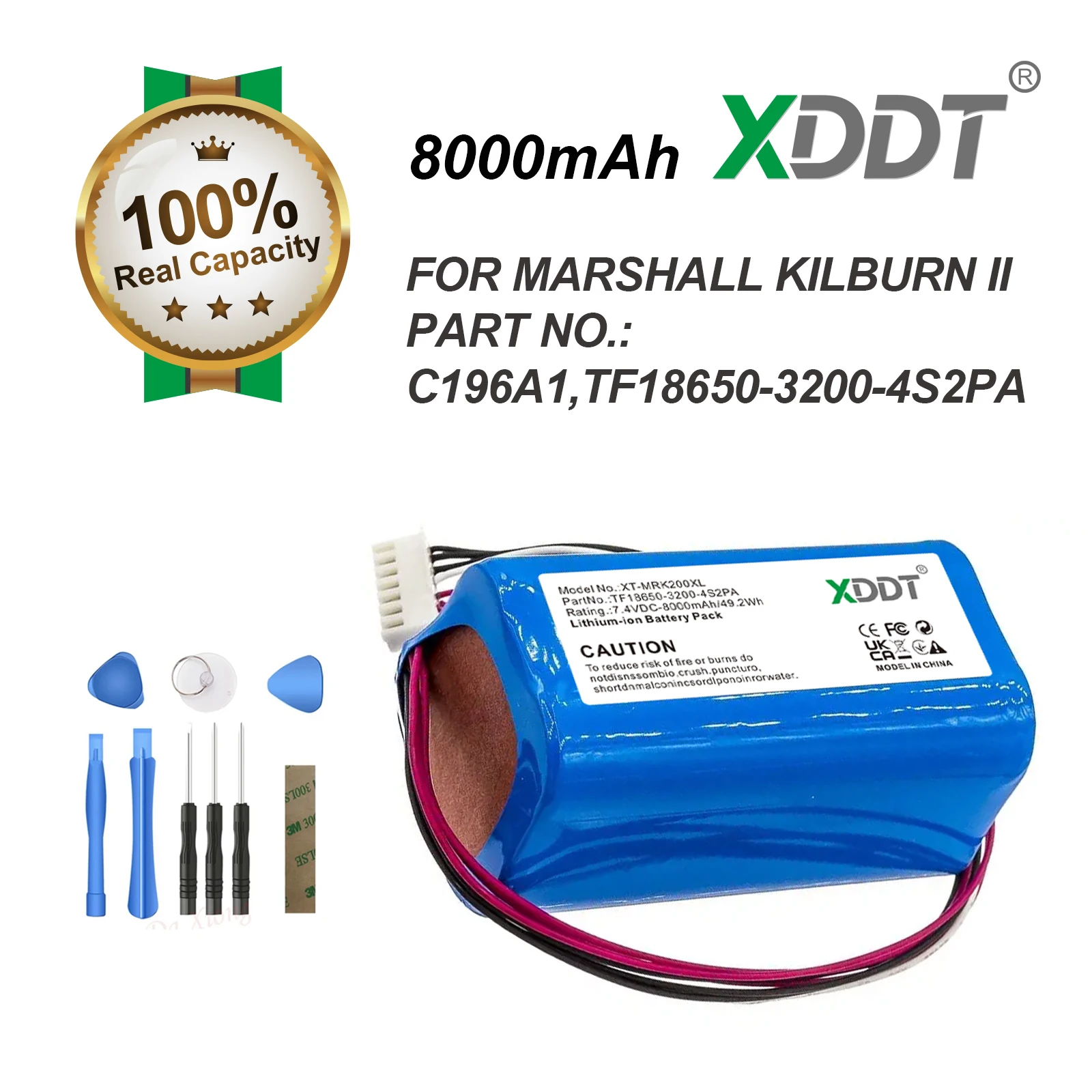 

Аккумулятор для колонки XDDT 8000 мАч C196A1, TF18650-3200-4S2PA для Marshall Kilburn II, Kilburn II V2