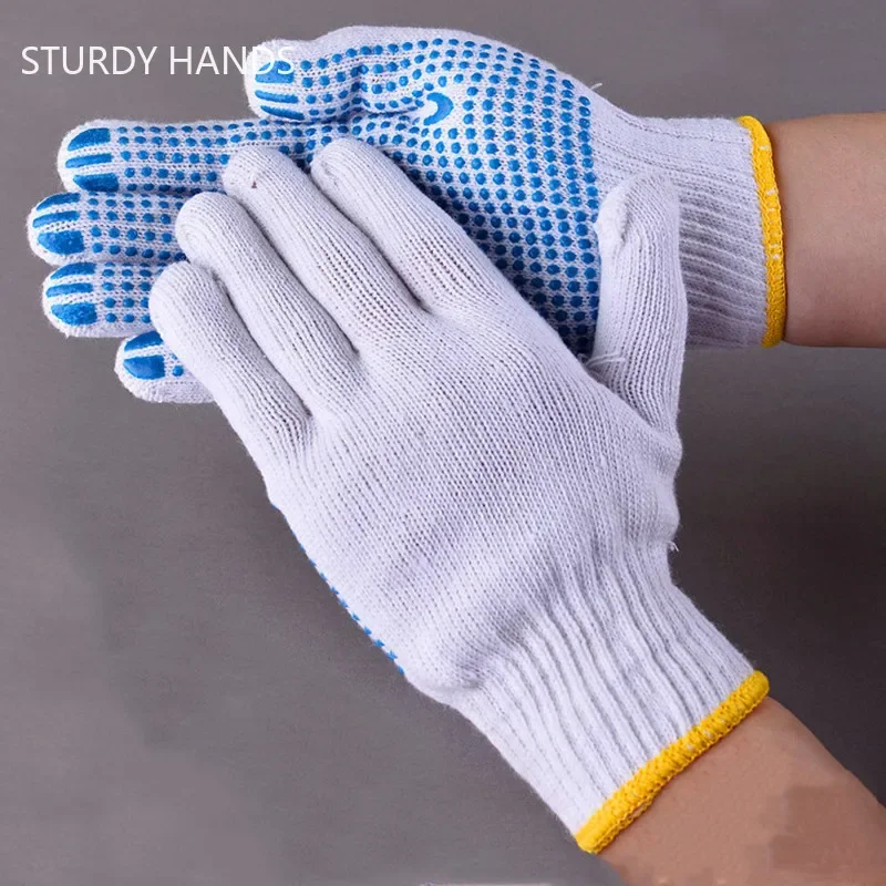 12Pairs/Bag Home Cotton Gloves Dispensing Non-slip Mechanic Gloves Absorb Sweat Work Gloves Coldproof Protection Gardening Glove