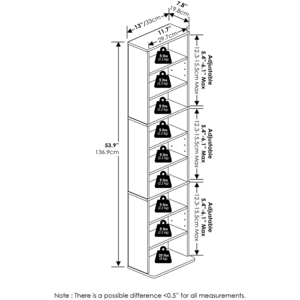 برج تخزين متعدد الوسائط متعدد الاستخدامات مع أرفف قابلة للتعديل لأقراص DVD والأقراص المضغوطة وحلول تنظيم الوسائط الواسعة #2