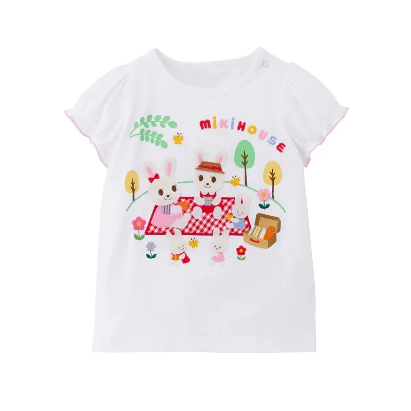 Summer Children\'s Short Sleeved T-shirts  Japanese Cartoon Cute Bear Rabbit  T-shirt  Baby Boys Clothes  Baby Girls Tops