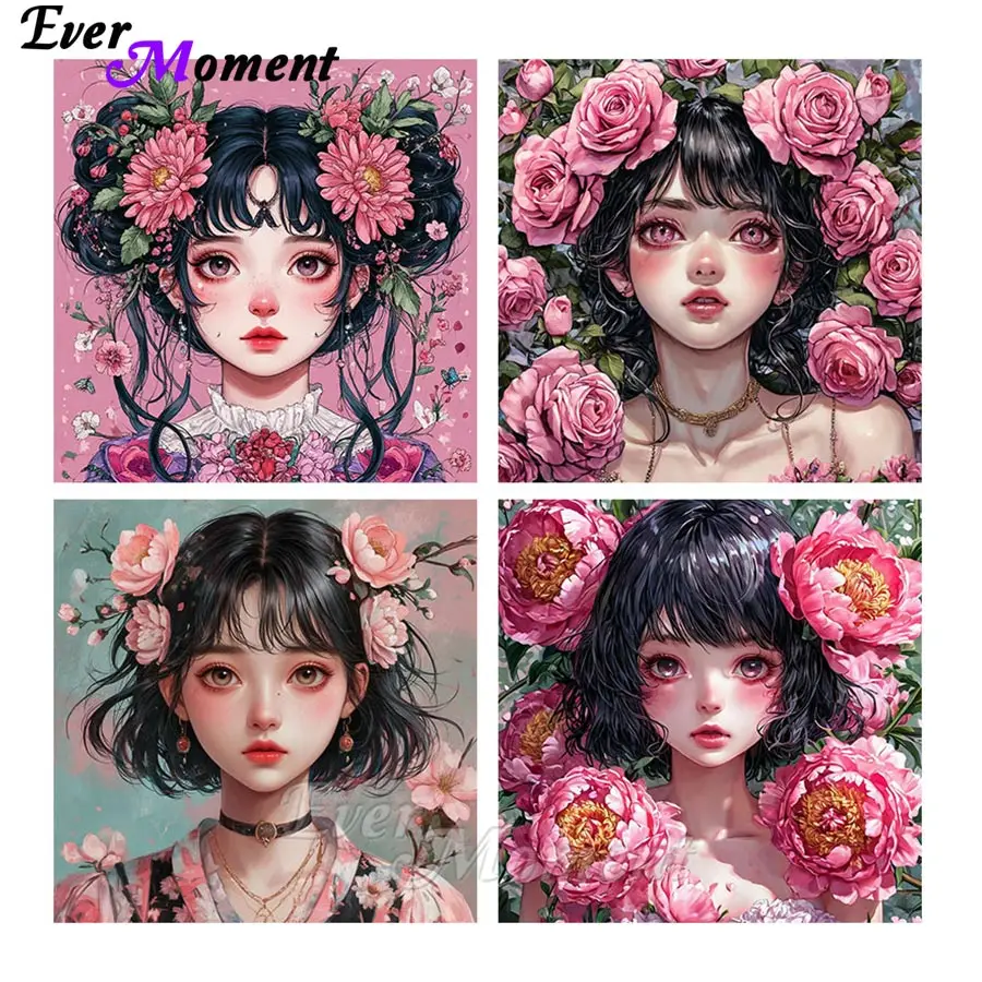 

Beautiful Girl with Flowers Diamond Painting Wall Art Picture 5D DIY Cross Stitch Kits Ever Moment ASF2995