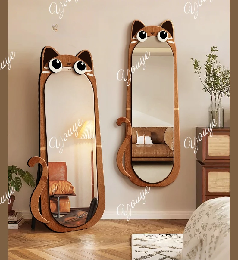 Medieval style living room full body mirror floor mirror household girls bedroom fitting mirror high-end dressing sticker wall