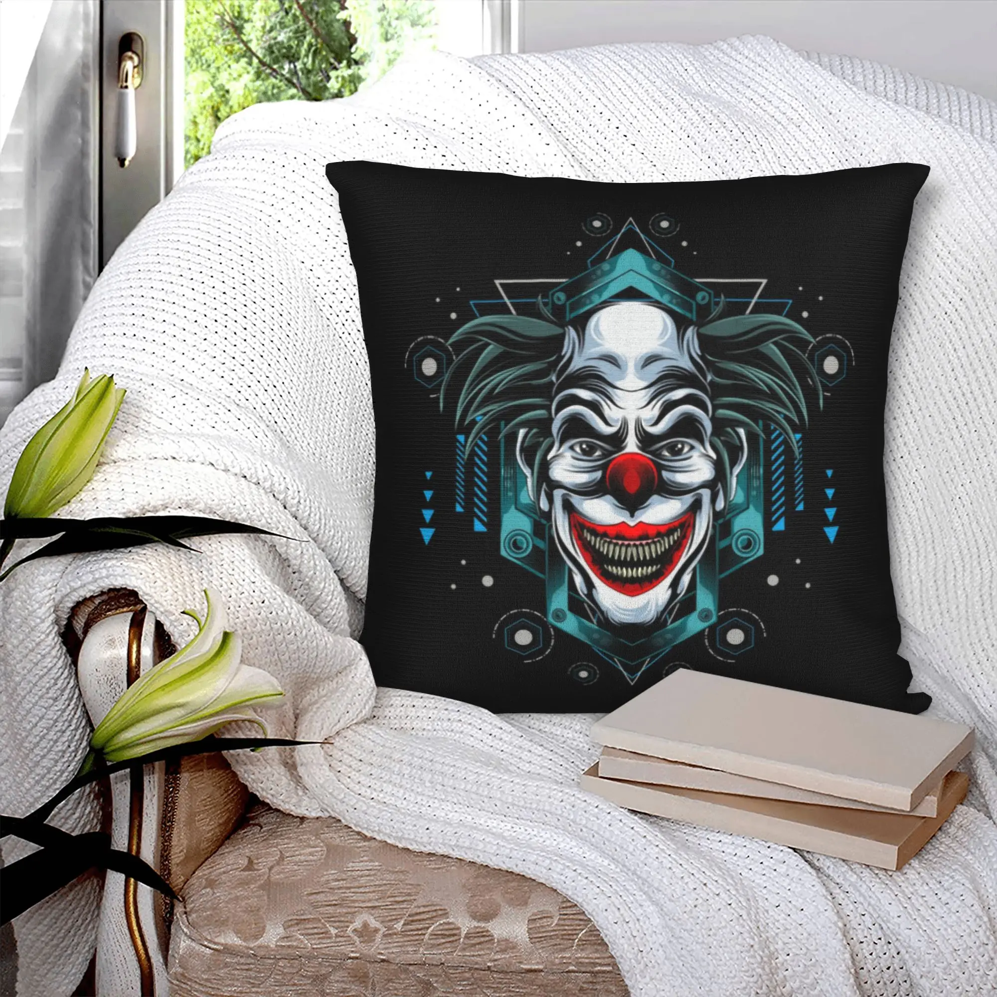 Geometric Shiny Clown Cushion Cover Joker Velvet Nordic Pillow Cases Home Decor