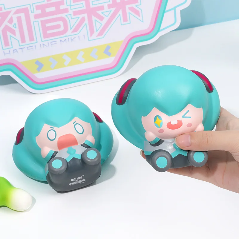 Q versão hatsune miku squeezy brinquedo kawaii anti estresse brinquedos adultos silicone pitada tpr macio descompressão alívio do estresse brinquedos