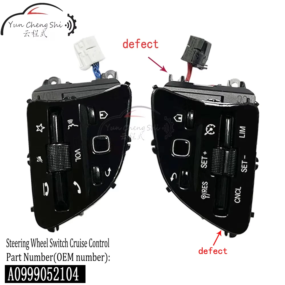 A0999052104 Is Suitable for Mercedes G550 A220 C300 E300 (Left Peptide) Multifunction Steering Wheel Button Black