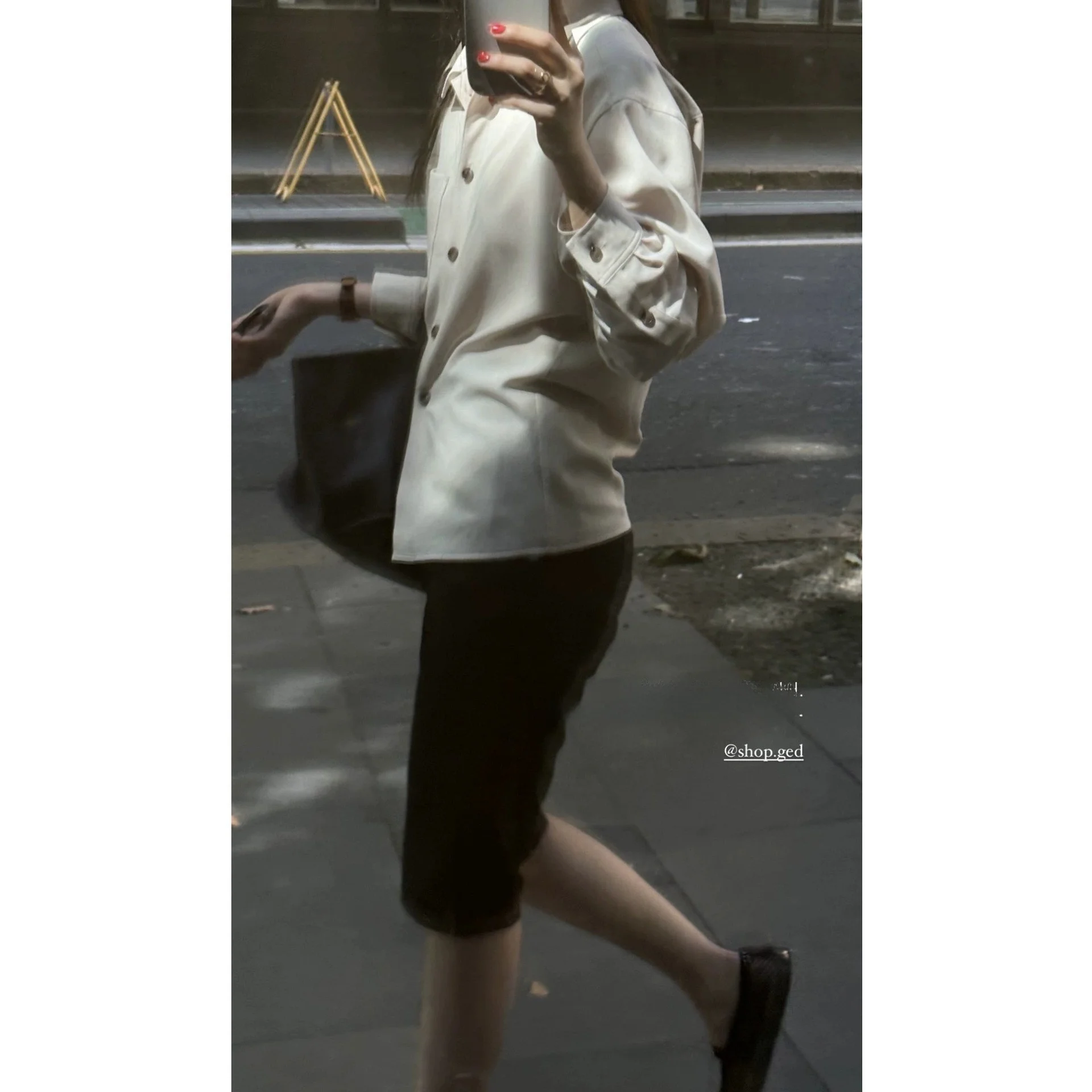 

Elegant Long Sleeve Shirt Gd He Jing Waist Cinching Commute Shirt Korean Style Loose Fit Women's Premium Fashion