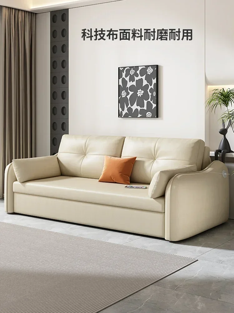 Foldable multifunctional technology fabric sofa bed, living room simple storage, dual use for two people