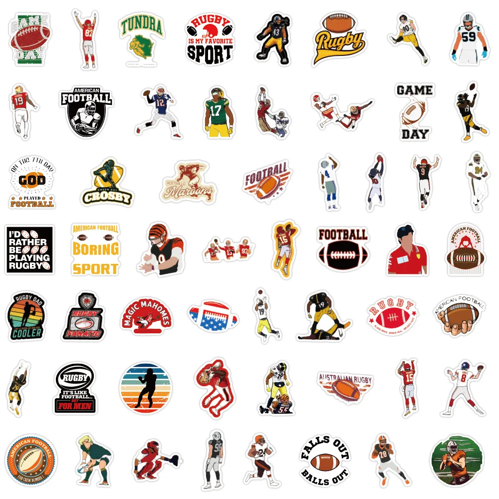 10/30/50/110PCS Cool Sports Stickers Rugby Cartoon Graffiti for Phone Laptop Water Cup Car Travel Luggage Refrigerator Kids Toy