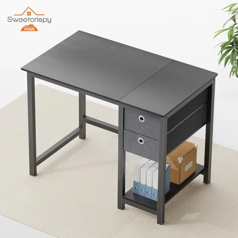 y Home Furniture Computer Dese Desk Writing Desk Work Desk PC Table Study Desk with 2-Tier Drawers Storage Shelf Side Hookk for