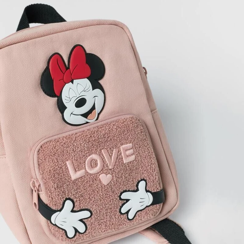 Disney cartoon Minnie Mouse New Kids Backpack Mini Minnie Schoolbag Girls and Boys Cute Shoulder Bag