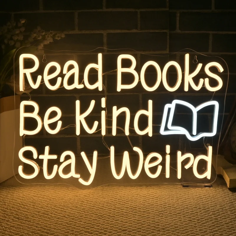

Неоновые вывески Читать книги Be Kind Stay Weird Светодиодный неоновый настенный декор Студенты Дети Подходит для классной комнаты Книжный магазин Музей библиотеки Учебная комната