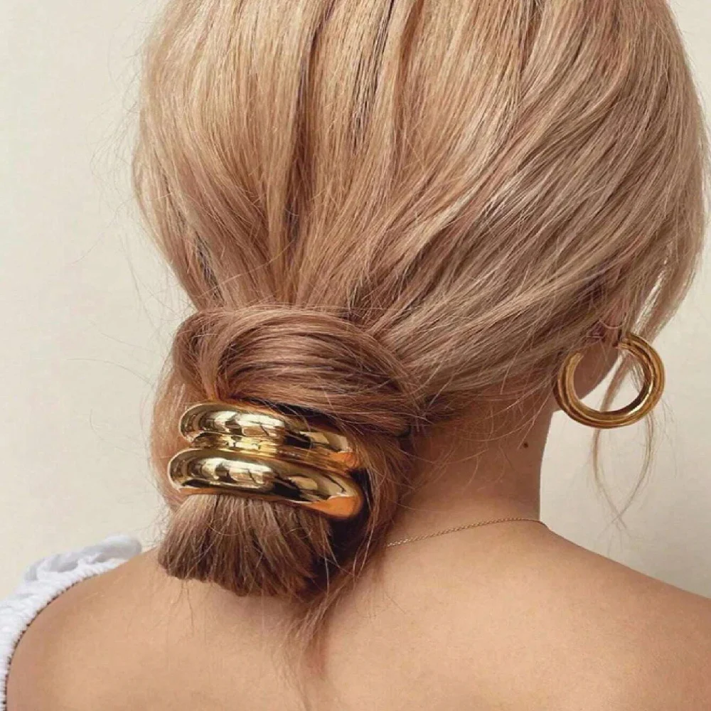 New Metal Irregular Golden Color Hair Bands Elastic Hair Scrunchies Hair Rope Headbands Women Girls Hair Accessories Gifts 2025