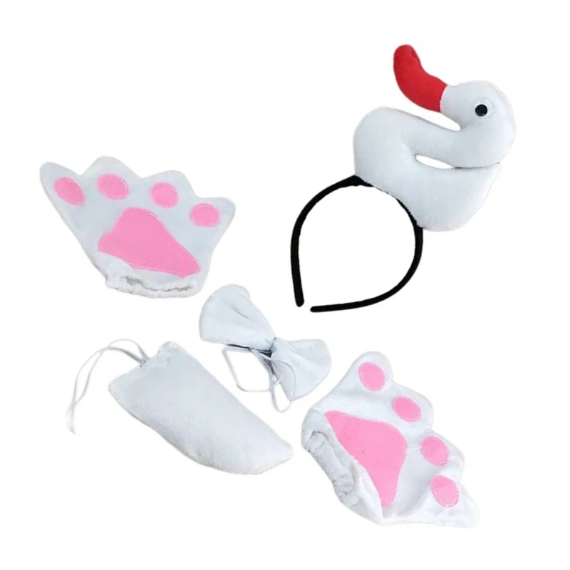 Skirt Duck Geese Headbands Collar Tail Animal Geese Hair Hoop for Kids Shows Duck Animal Hairbands Cartoon Costume