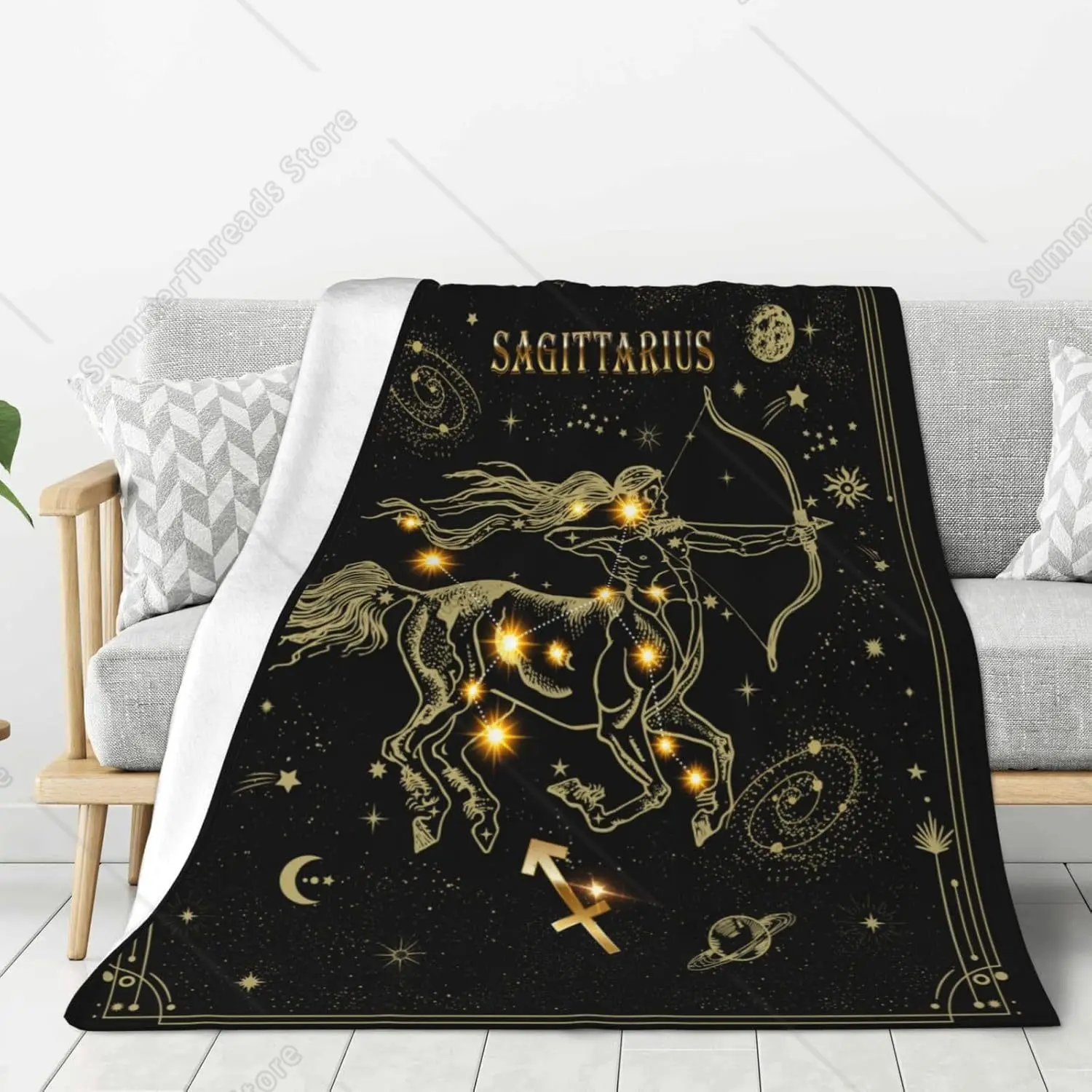 Sagittarius Zodiac Moon Constellation Throw Blanket, 60