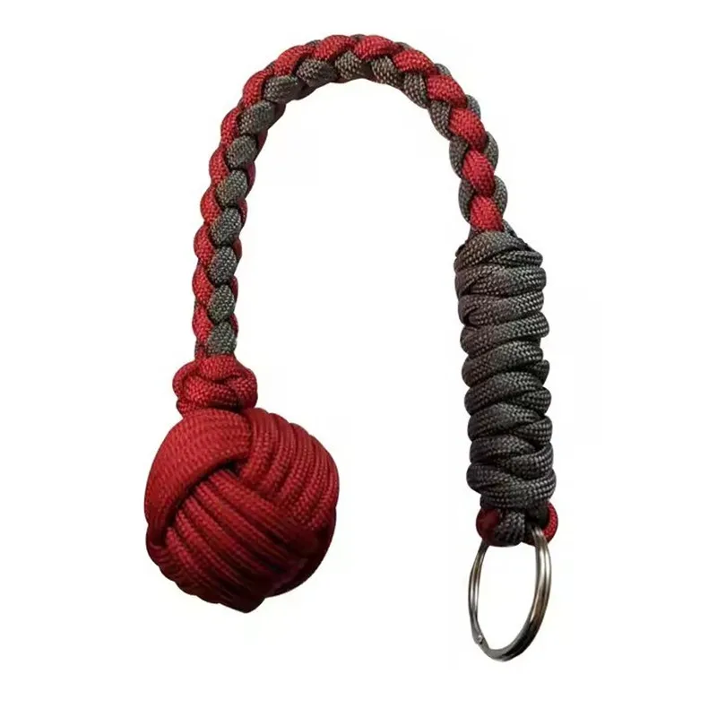 Chaveiro de punho de macaco com cordão paracord 550 bola de aço ferramenta de sobrevivência autolustentável
