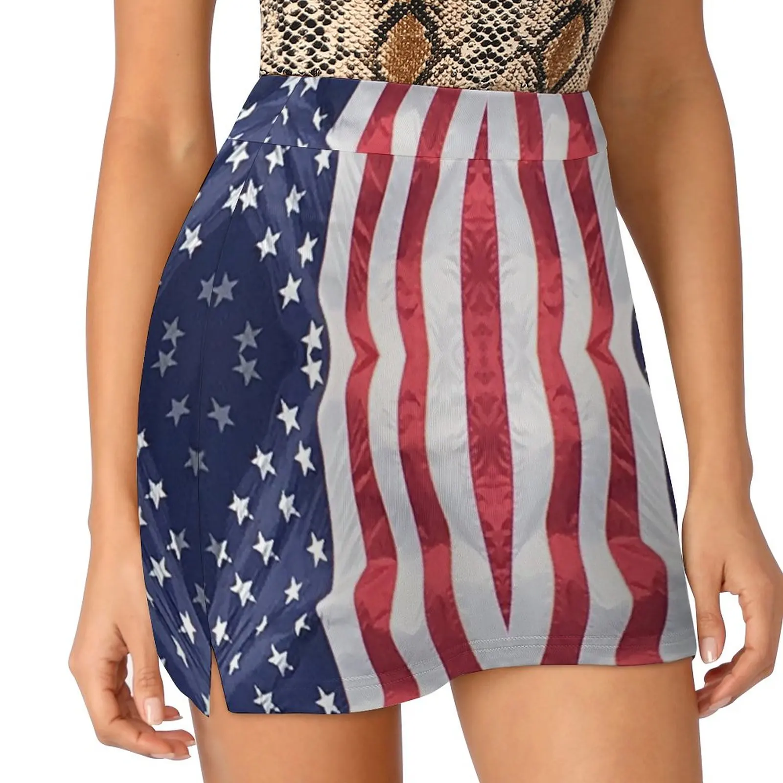 Stars and Stripes Flag Light Proof Trouser Skirt Women's summer skirt night club outfits