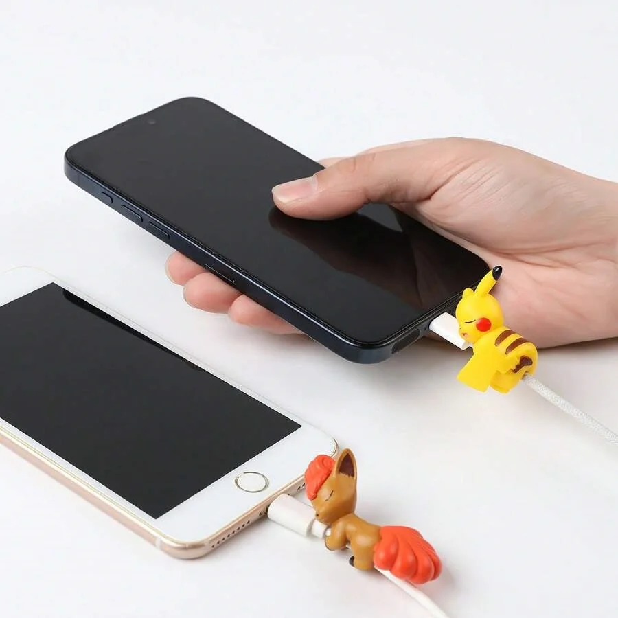 12 estilo cabo de dados manga protetora kawaii anime pokemon brinquedos bonito pikachu eevee meowth vulpix dos desenhos animados carregador cabo protetor