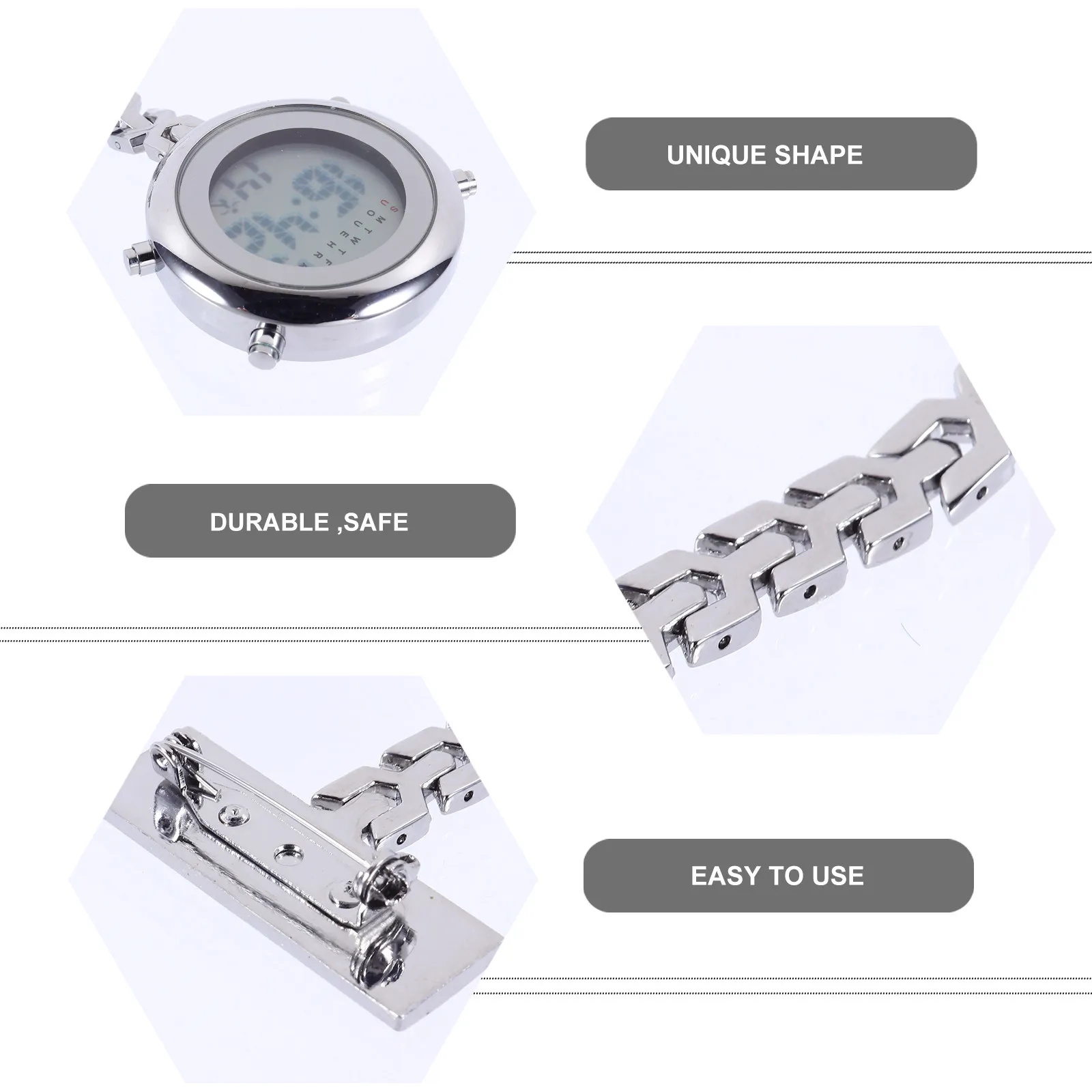 Electronic Digital Nurse Watch for Women Men Unisex Badge Style Hanging Fob Watch Sturdy Alloy Construction Dust Free