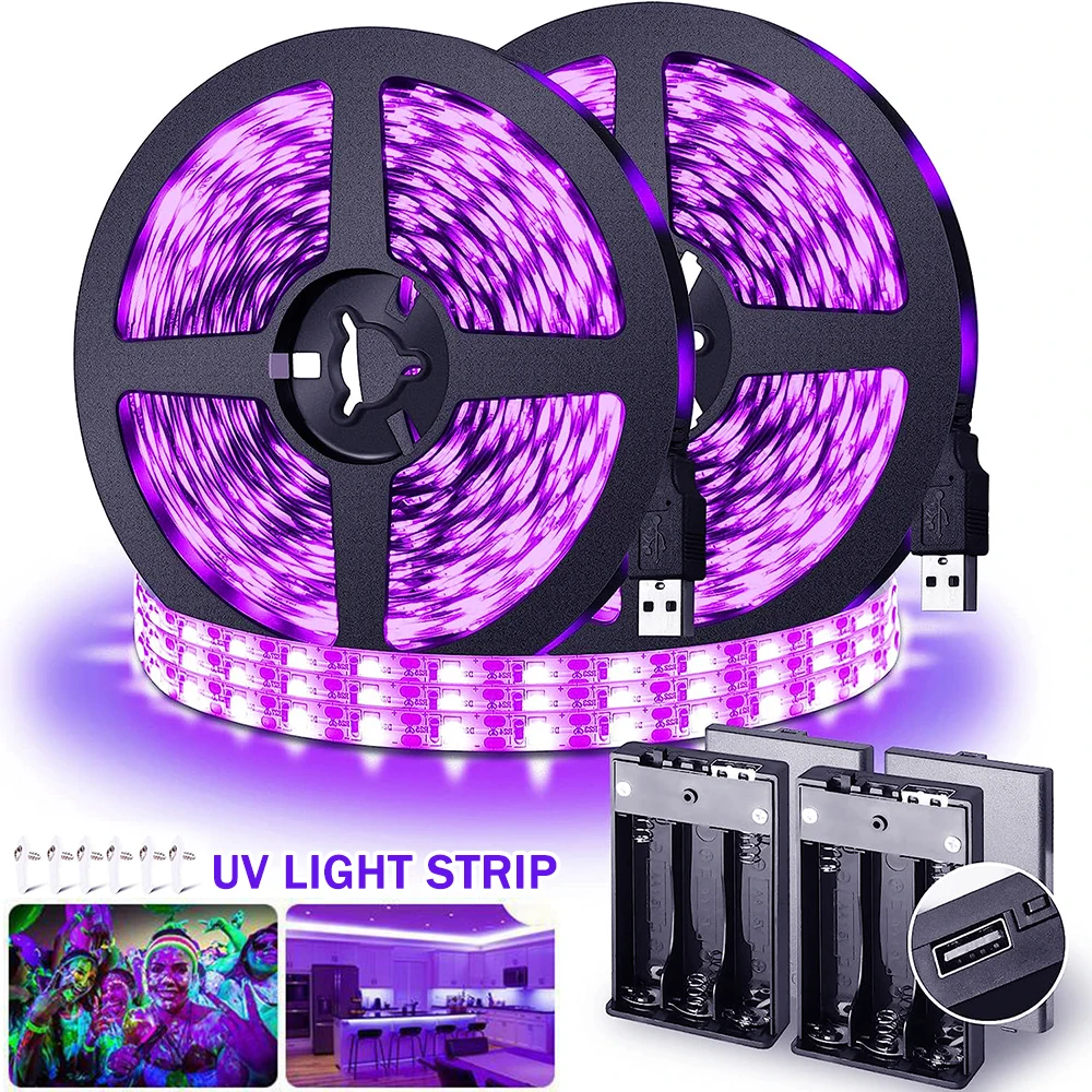 УФ-черная светодиодная лента 385-400 нм USB УФ-светодиодная лента Blacklight Lamp для спальни Гобелен Плакаты Флуоресцентная вечеринка Декор