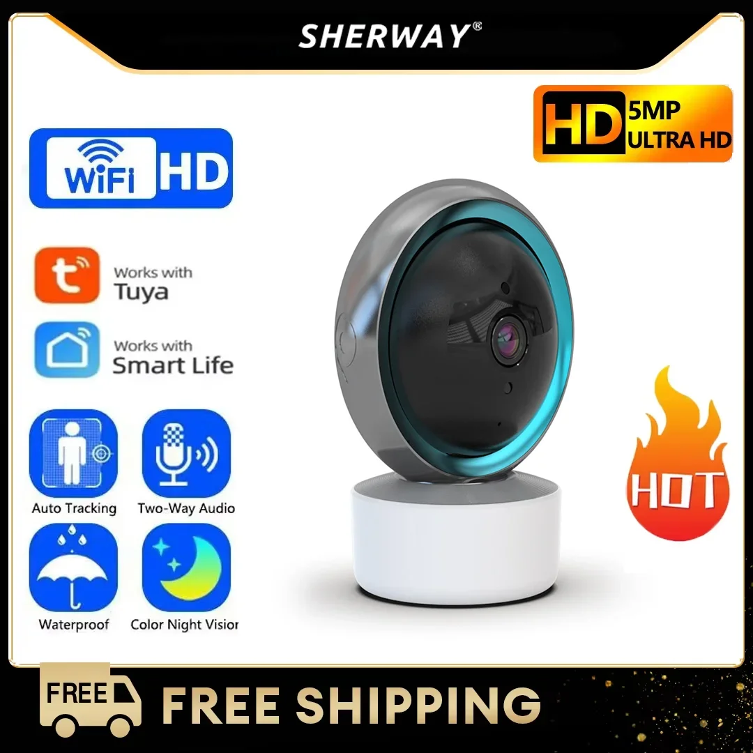 

Tuya Smart Life 5MP Wifi PTZ IP Security Camera Indoor Auto Tracking Wireless CCTV Surveillance Camera 2 Way Audio Baby Monitor