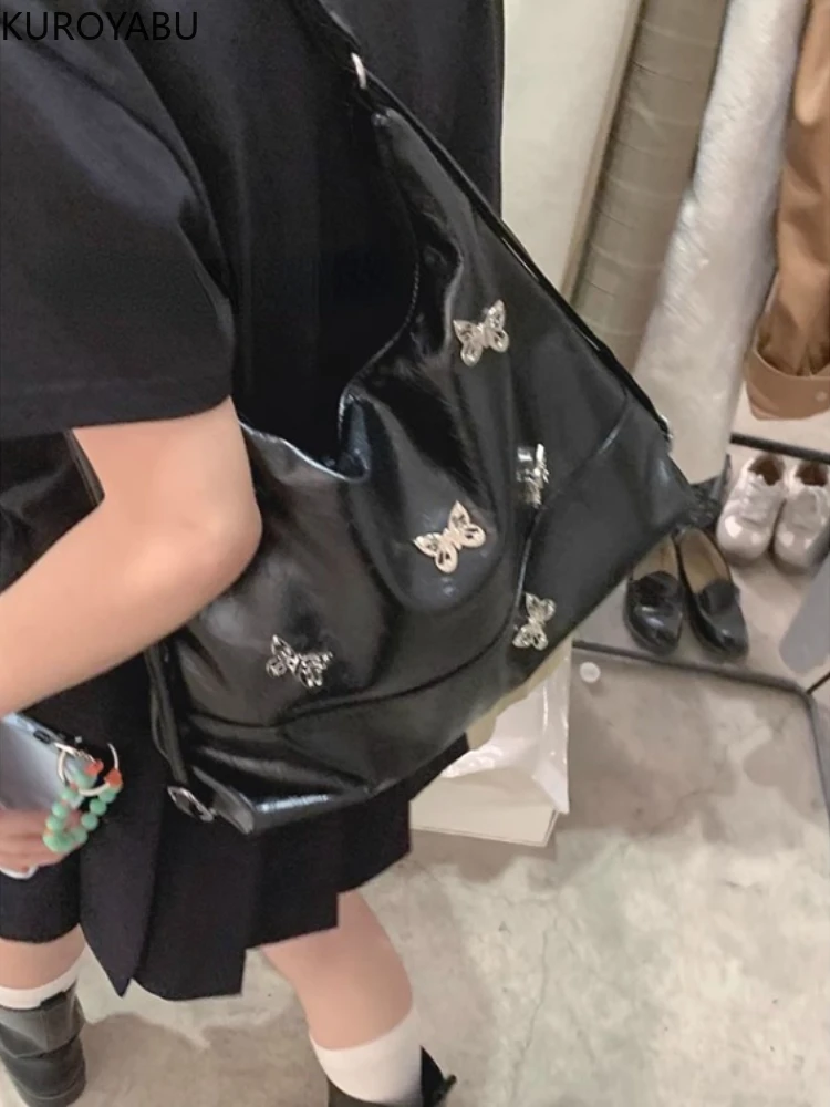 Y2K Bags for Women Harajuku Gothic Handbags High Street Butterfly Punk One Shoulder Vintage High Capacity Crossbody Bags Tote